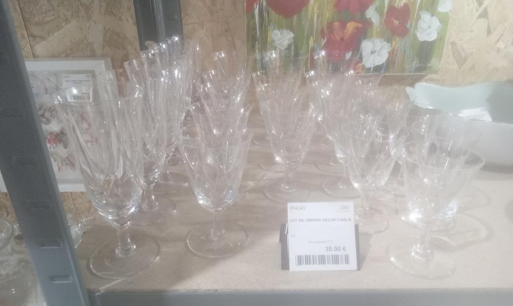 LOT DE VERRES DECOR CISELE
