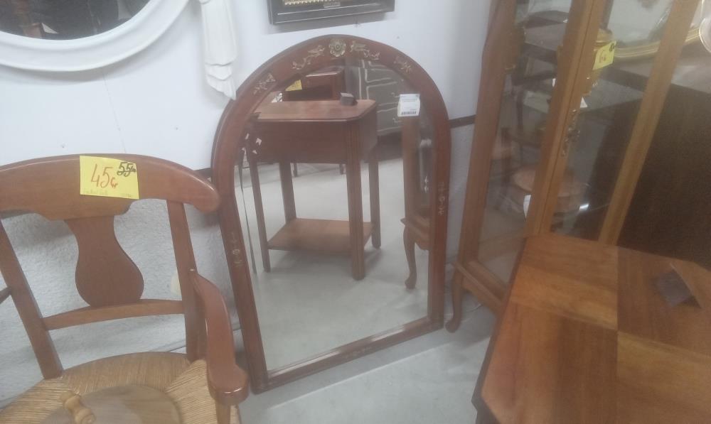 MIROIR 1900 AVEC FERRURE LAITON DECOR FLORAL
