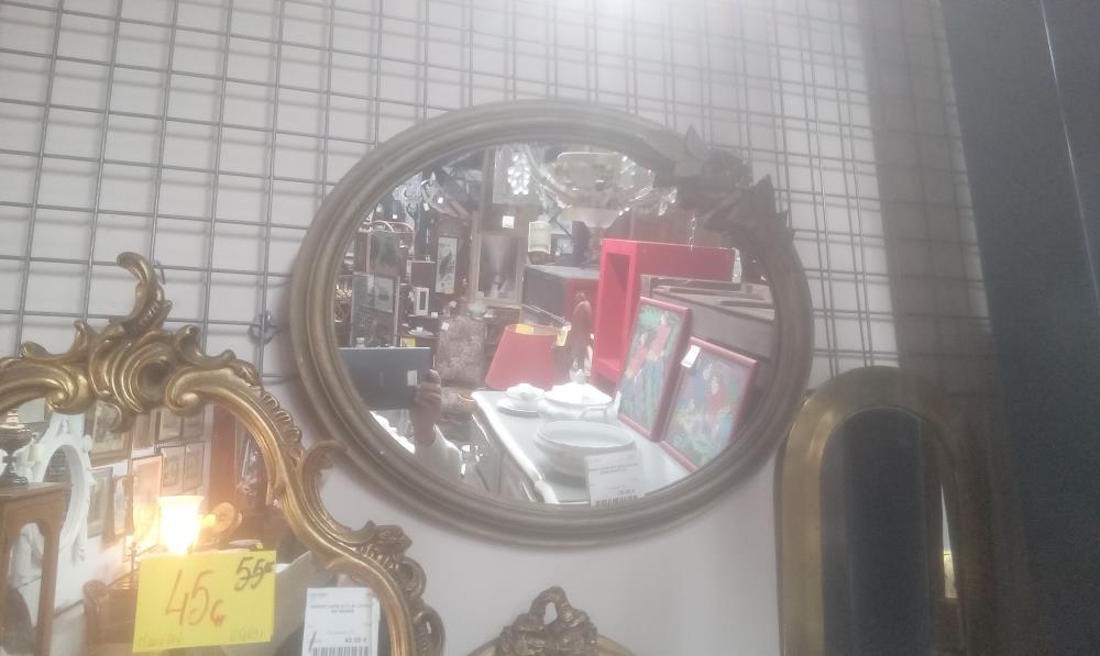 MIROIR DORE ART DECO DECOR ROSE EN RELIEF