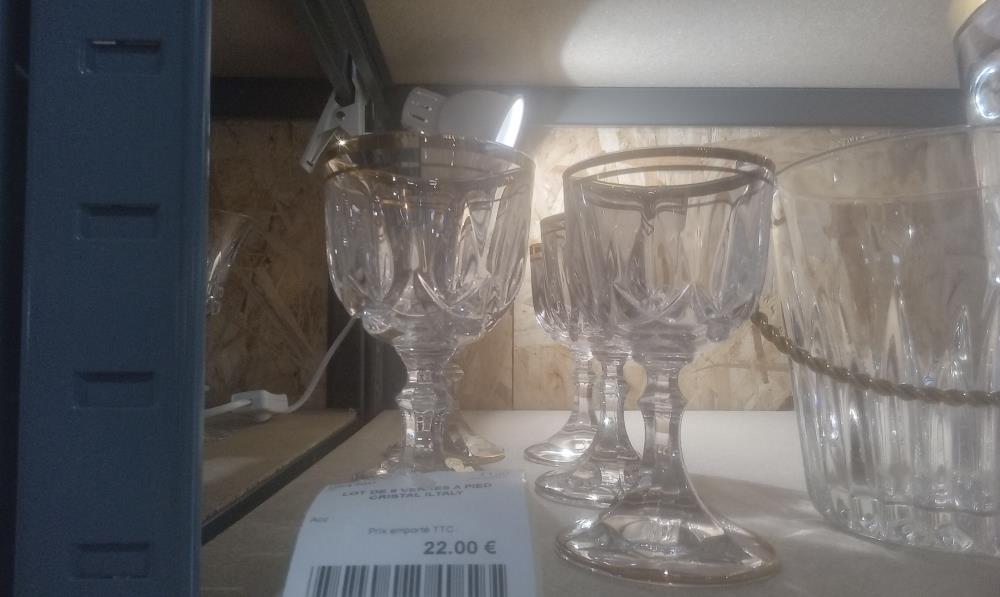 LOT DE 6 VERRES A PIED CRISTAL ILTALY