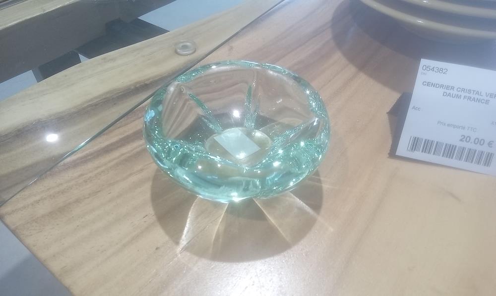 CENDRIER CRISTAL VERT PM DAUM FRANCE