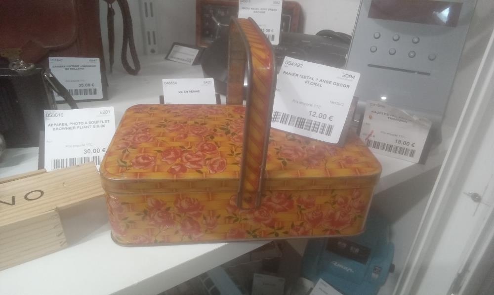 PANIER METAL 1 ANSE DECOR FLORAL
