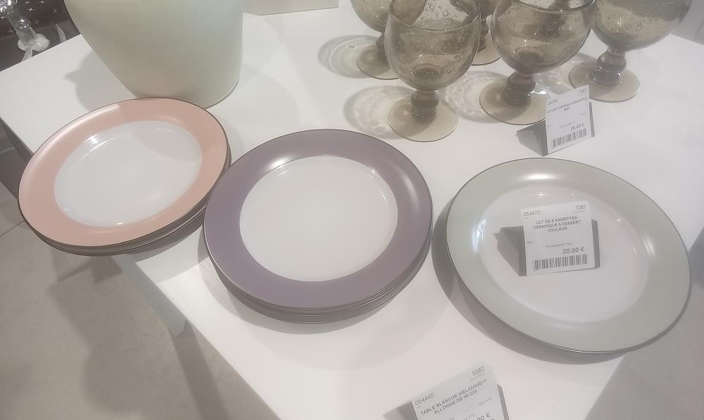 LOT DE 6 ASSIETTES CERAMIQUE A DESSERT COULEUR