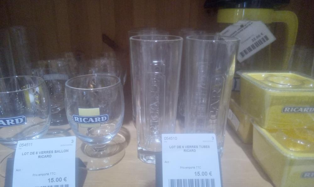 LOT DE 6 VERRES TUBES RICARD