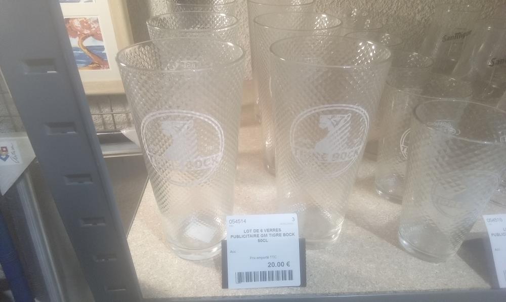 LOT DE 6 VERRES PUBLICITAIRE GM TIGRE BOCK 50CL