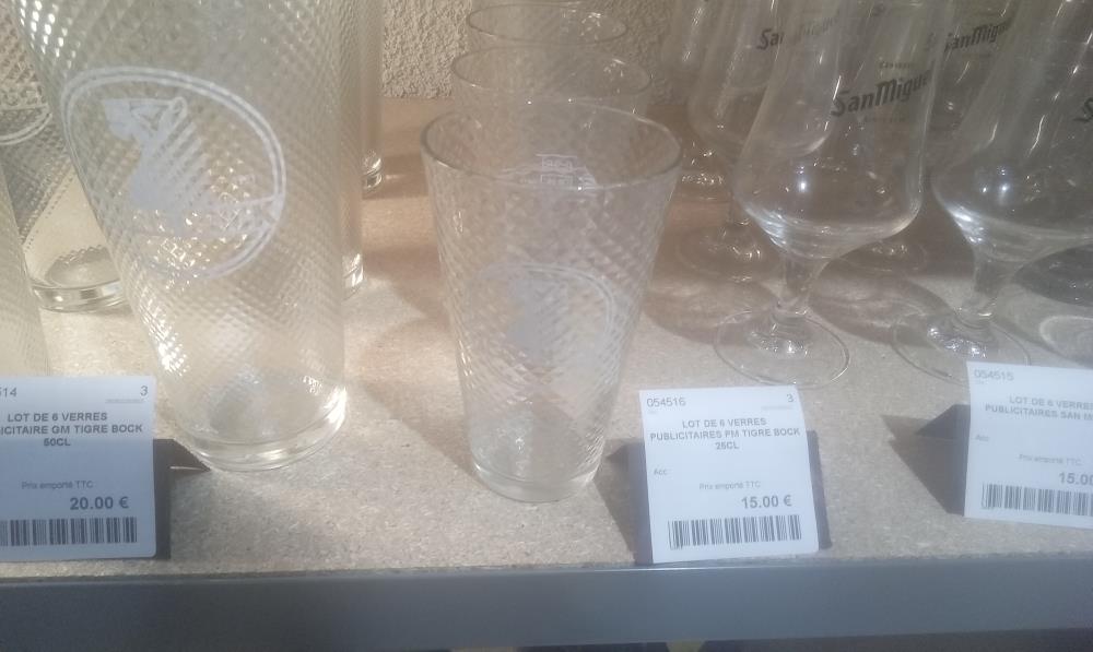 LOT DE 6 VERRES PUBLICITAIRES PM TIGRE BOCK 25CL