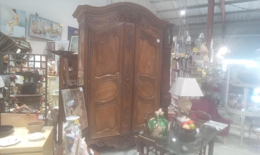 ARMOIRE  FIN XVIII NOYER PROVENCAL 2 PORTES +TRAVERSE AJOUREE