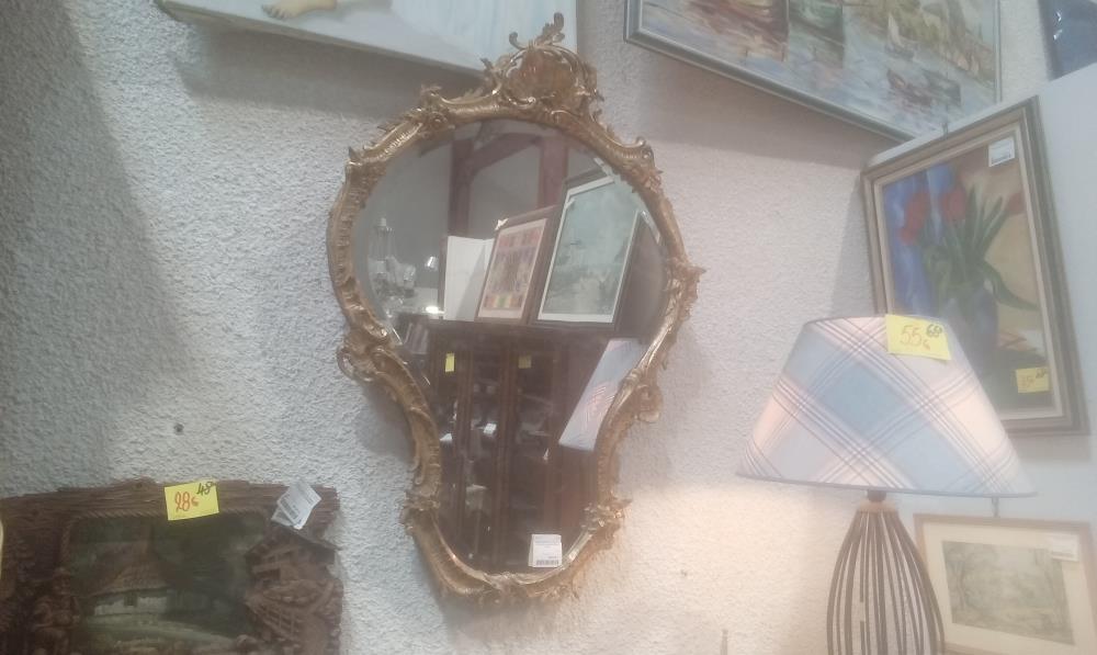 MIROIR DORE STYLE LOUIS XV GM GLACE AU MERCURE EN L'ETAT