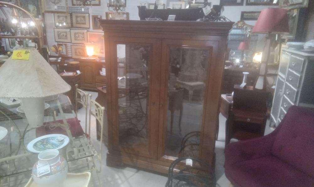 VITRINE MERISIER MASSIF 2 PORTES VITREES STYLE LOUIS PHILIPPE