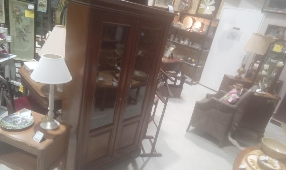 VITRINE MERISIER MASSIF 2P STYLE LOUIS PHILIPPE