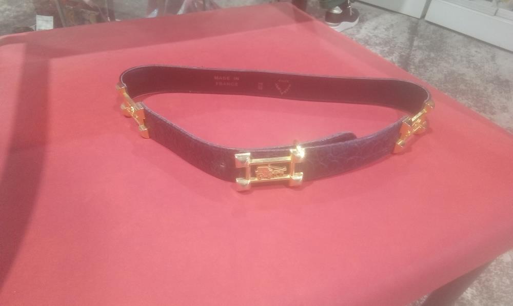 CEINTURE CUIR FEMME DECOR CALECHE DOREE