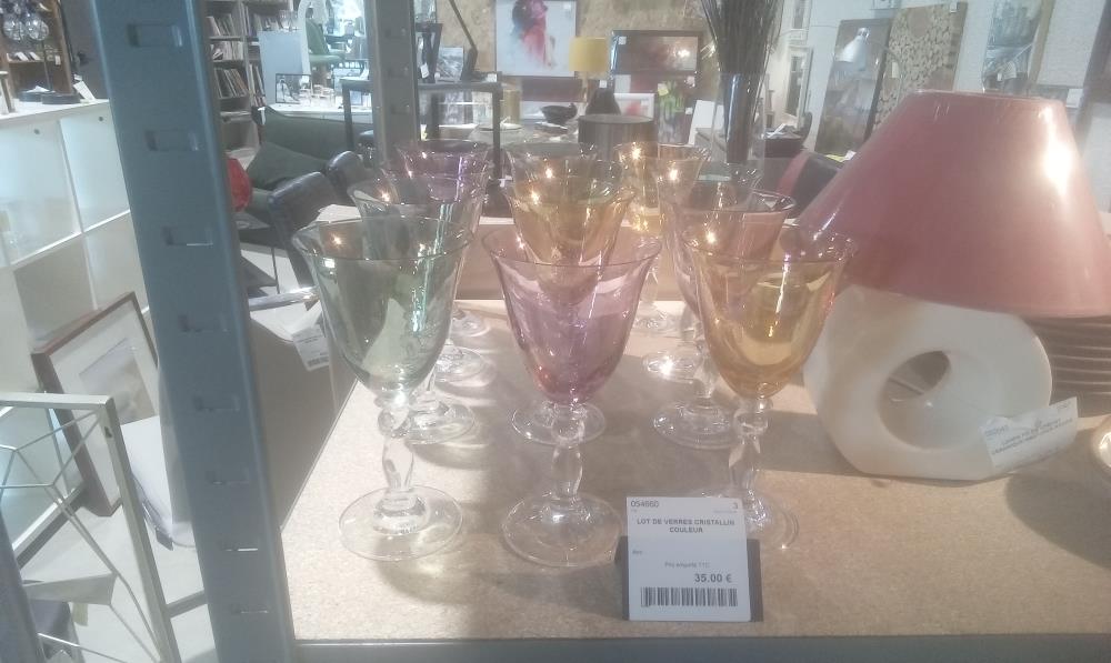 LOT DE VERRES CRISTALLIN COULEUR