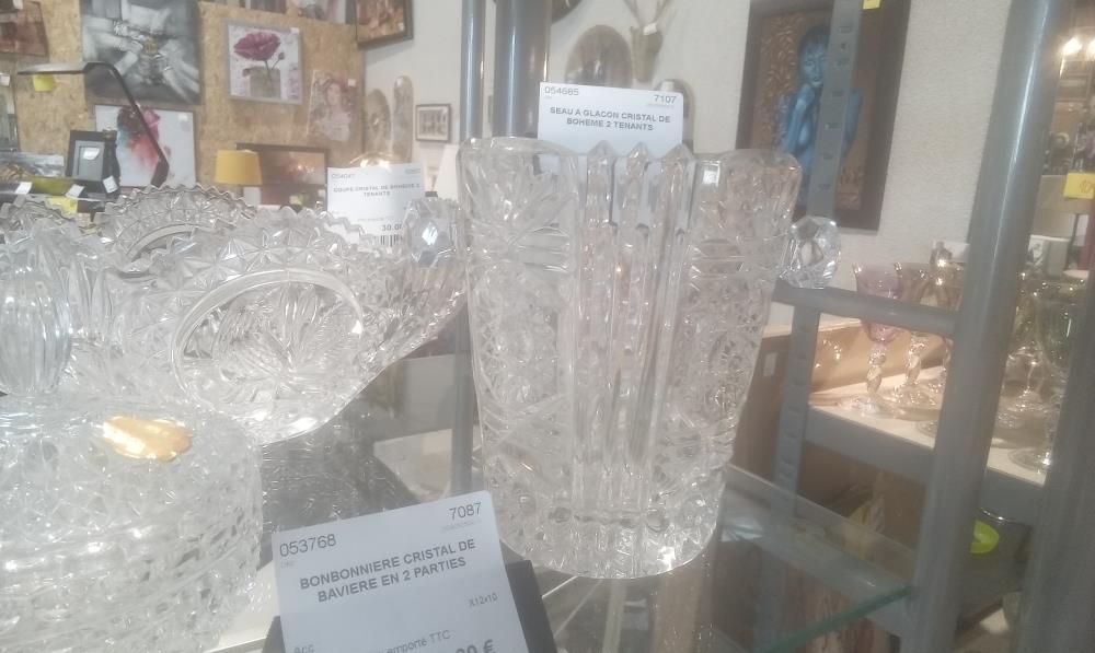 SEAU A GLACON CRISTAL DE BOHEME 2 TENANTS