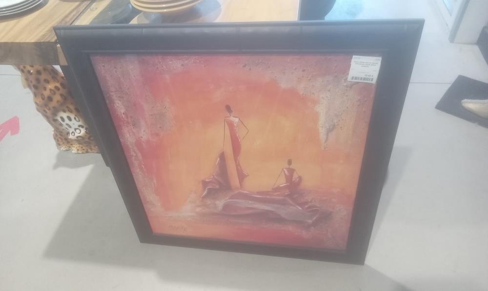 SOUS VERRE DECOR FEMME AFRICAINE CADRE EPAIS MARRON