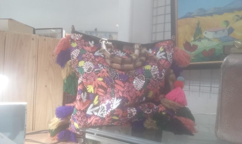 SAC 2ANSES BAMBOU ET POMOPONS MULTICOLORES ALEX MAX