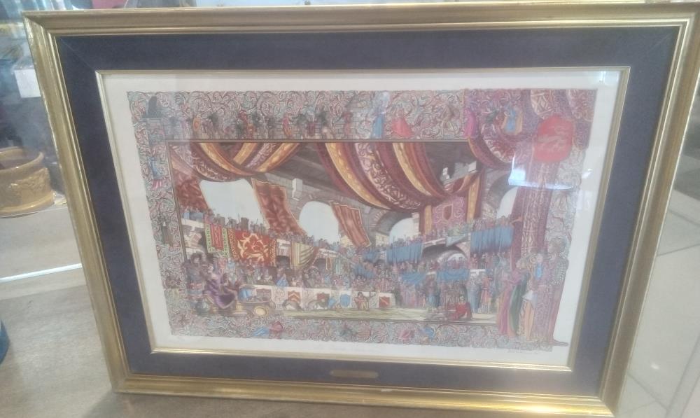 TABLEAU GRAVURE LES GRANDS TROUBADOURS PAR ANSALDI CADRE DORE ET ROUGE
