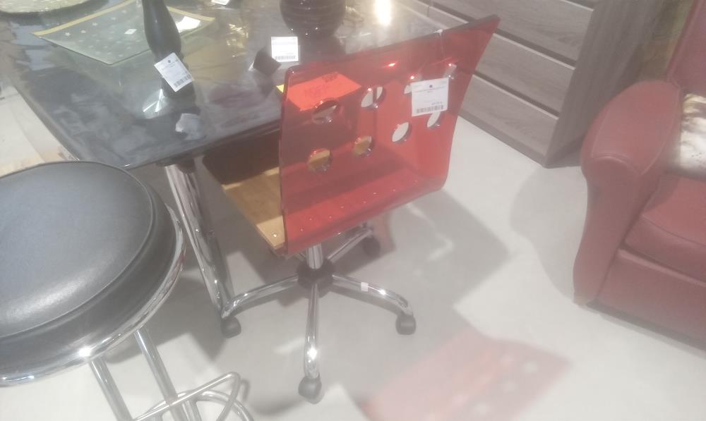 CHAISE DE BUREAU PLEXI ET BOIS