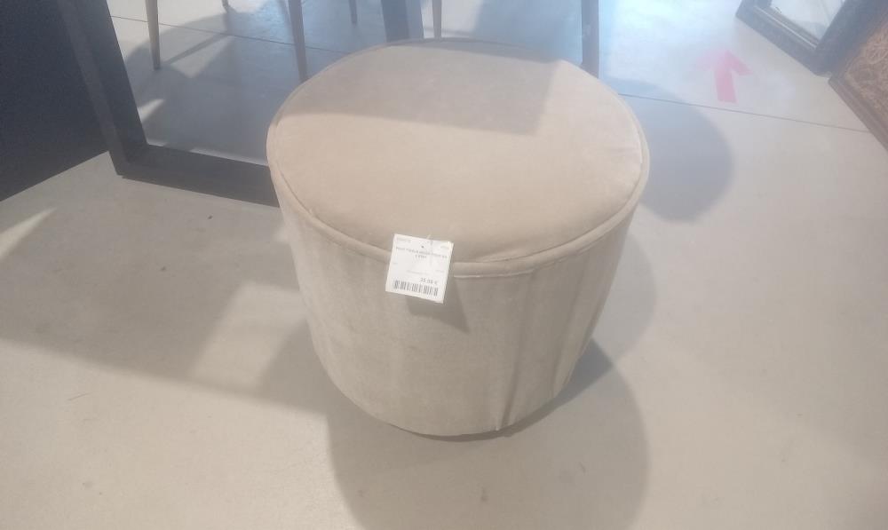 POUF TISSUS BEIGE  PIEDS EN L'ETAT
