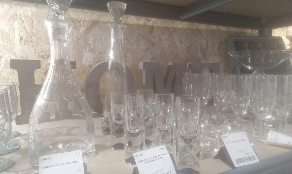 SERVICE A LIQUEUR CRISTAL 6 PIECES FOND BLEU