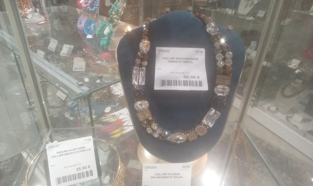 COLLIER REMINISCENCE  VERRE ET METAL