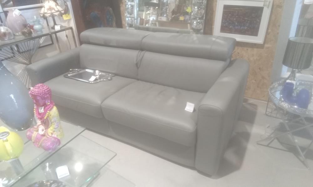 CANAPE CUIR CONVERTIBLE 2 PLACES AVEC TETIERES RELEVABLES