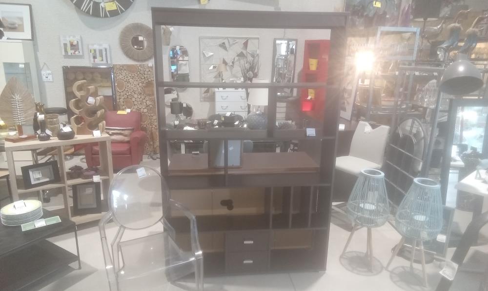 ETAGERE MELAMINEE WENGEE AVEC 2 TIROIRS