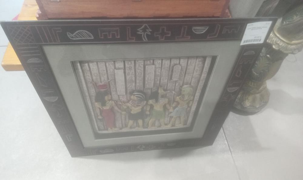 SOUS VERRE CADRE WENGE  DECOR EGYPTE
