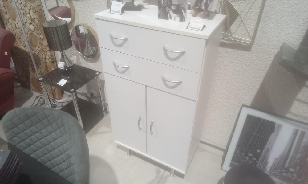 MEUBLE BLANC MELAMINE 2 PORTES+2 TIROIRS
