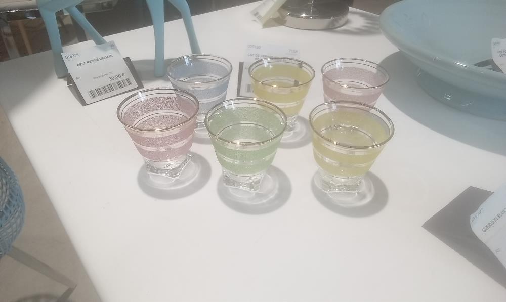LOT DE VERRES DIGESTIF PM COULEUR ANNEE 50