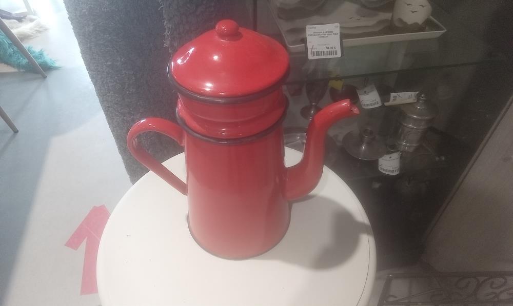 CAFETIERE TOLE EMAILLEE ROUGE