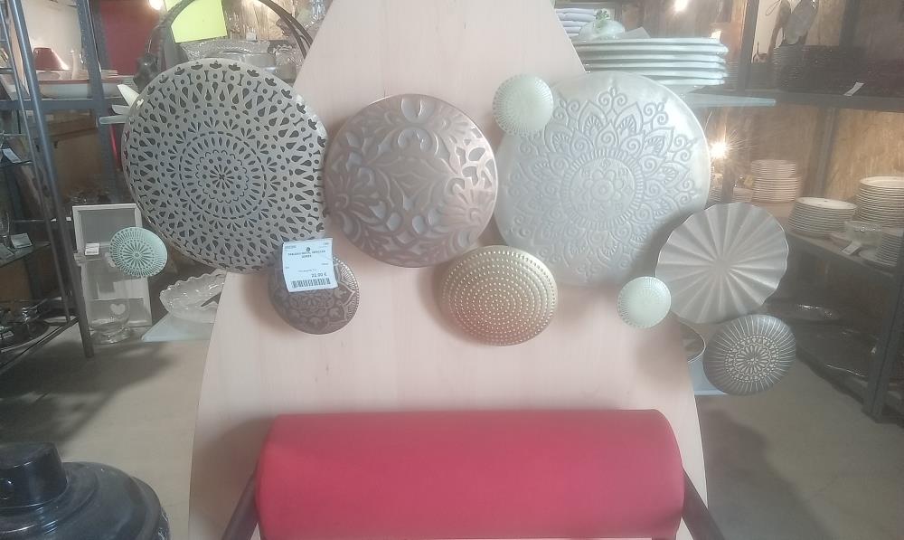 TABLEAU METAL CERCLES DORES