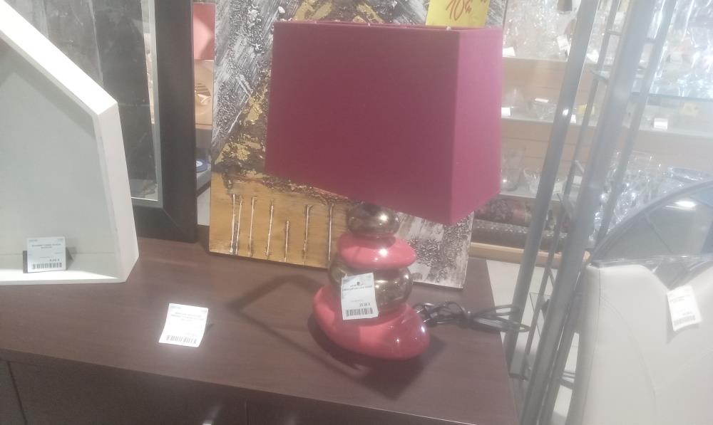LAMPE GALET CERAMIQUE+ABATJOUR ROUGE