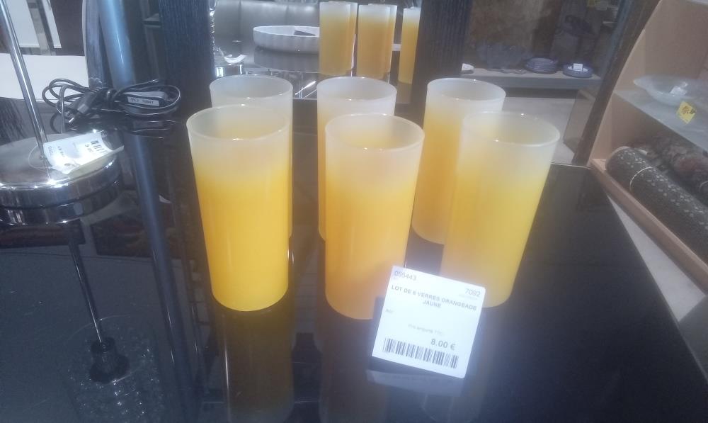 LOT DE 6 VERRES ORANGEADE JAUNE