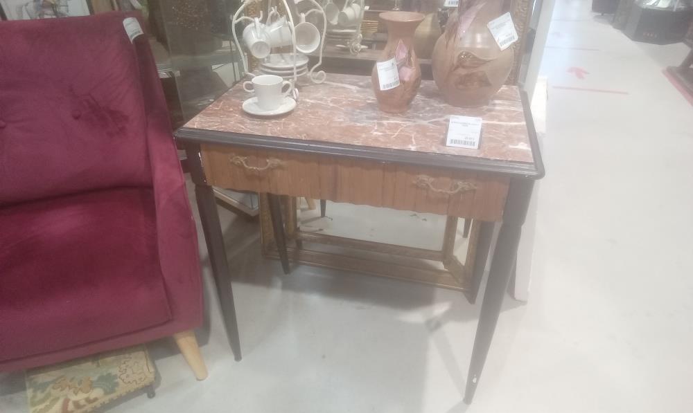 BUREAU MARBRE EN L'ETAT+1 TIROIR