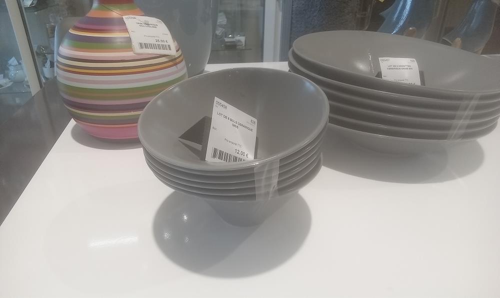 LOT DE 6 BOLS CERAMIQUE GRIS