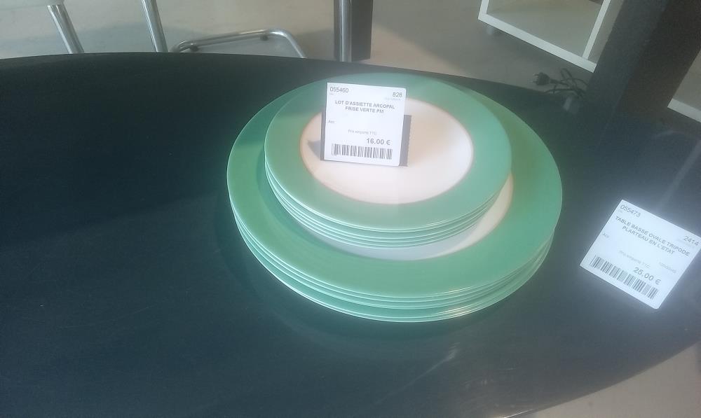 LOT D'ASSIETTE ARCOPAL FRISE VERTE PM