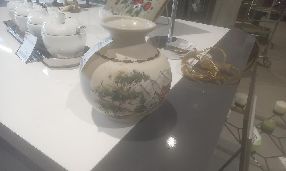 VASE CERAMIQUE SIGNE CAZALAS DECOR MONTAGNE