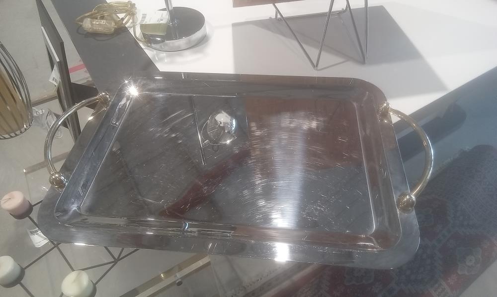 PLAT INOX 2 TENANTS DORES
