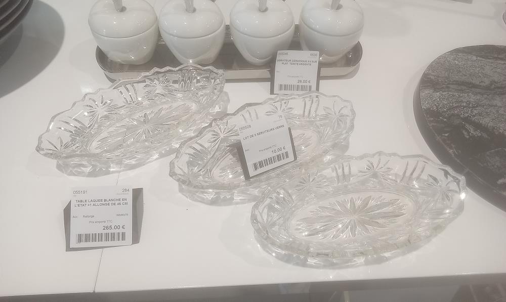 LOT DE 3 SERVITEURS VERRE