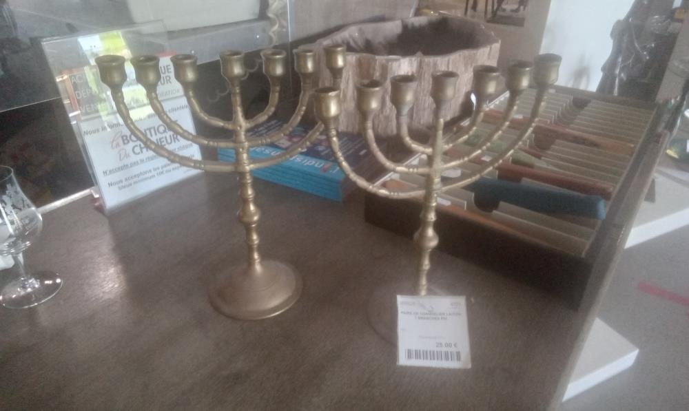 PAIRE DE CHANDELIER LAITON 7 BRANCHES PM
