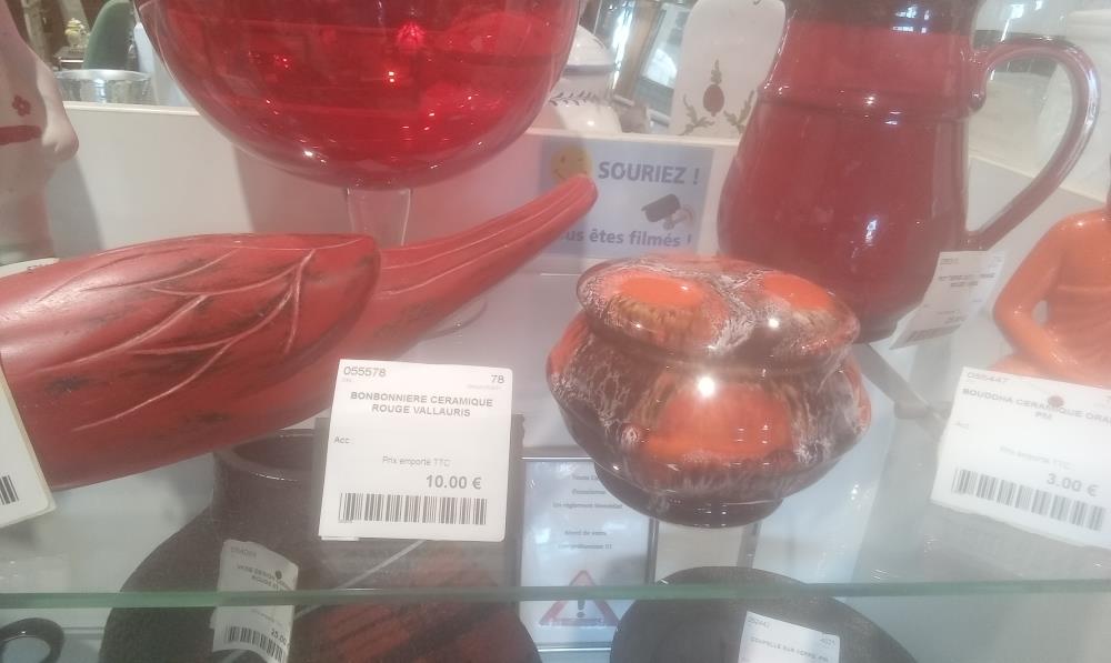 BONBONNIERE CERAMIQUE ROUGE VALLAURIS