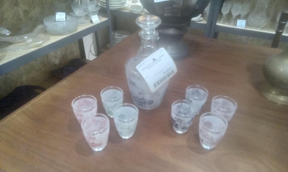 SERVICE A LIQUEUR VERRE DECOR CALECHE