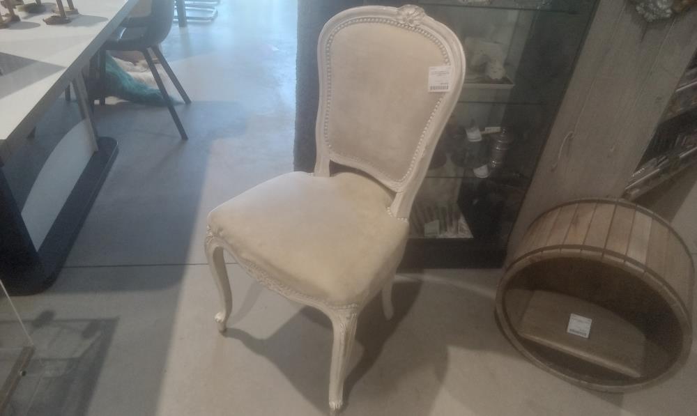 LOT DE 6 CHAISES STYLE LOUIS XV TISSUS BEIGE EN L'ETAT
