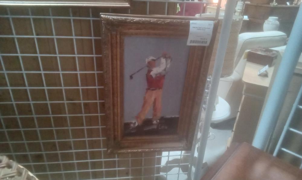 TABLEAU HST LE GOLFEUR CADRE DORE