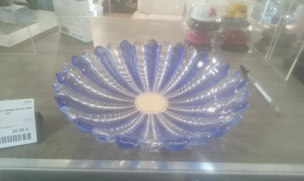 PLAT CREUX VERRE BI-COLORE GM
