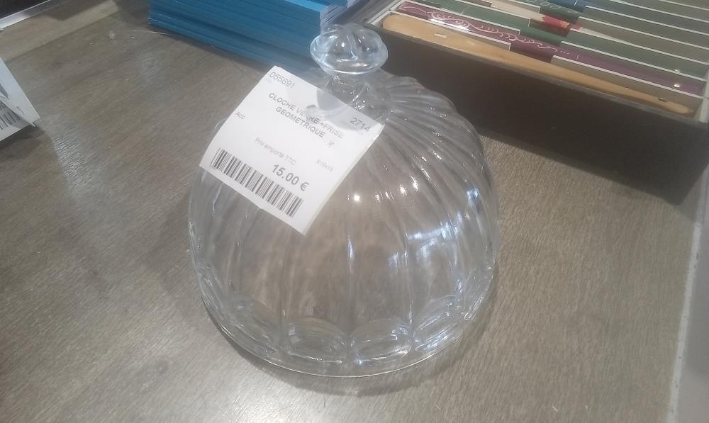 CLOCHE VERRE +FRISE GEOMETRIQUE