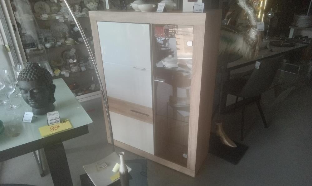 MEUBLE MELAMINE 1 PORTE+1 PORTE VITREE 2TONS