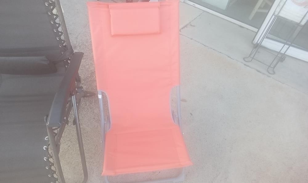 CHAISE PLAGE PLIANTE TISSUS ORANGE