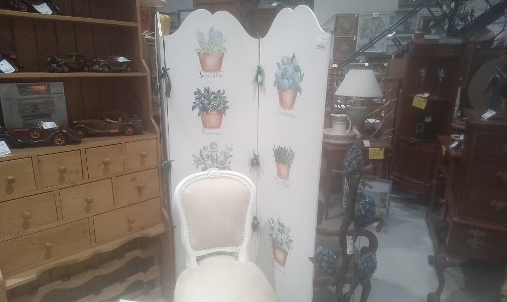 PARAVENT X3 PANNEAUX PEINT MAINS DECOR FLORAL