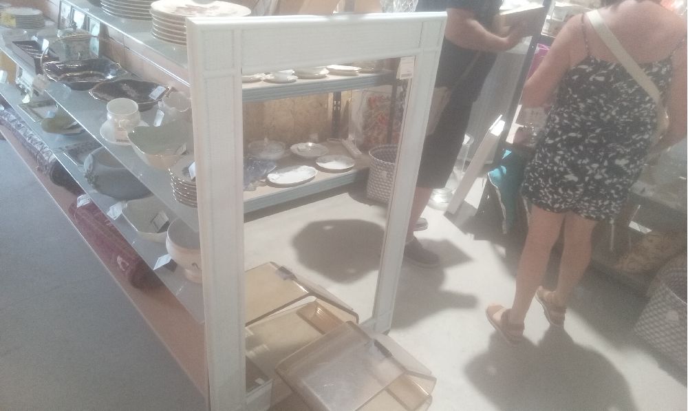 MIROIR ROTIN PEINT BLANC